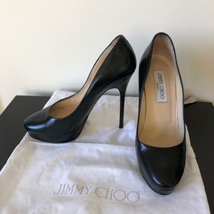 Jimmy Choo Black Cosmic Leather Platform Pumps